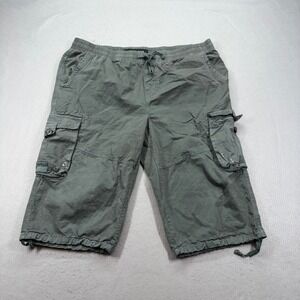 XRAY Jeans Cargo Shorts Mens 40 Green Elastic Waist Drawstring Cotton Utility